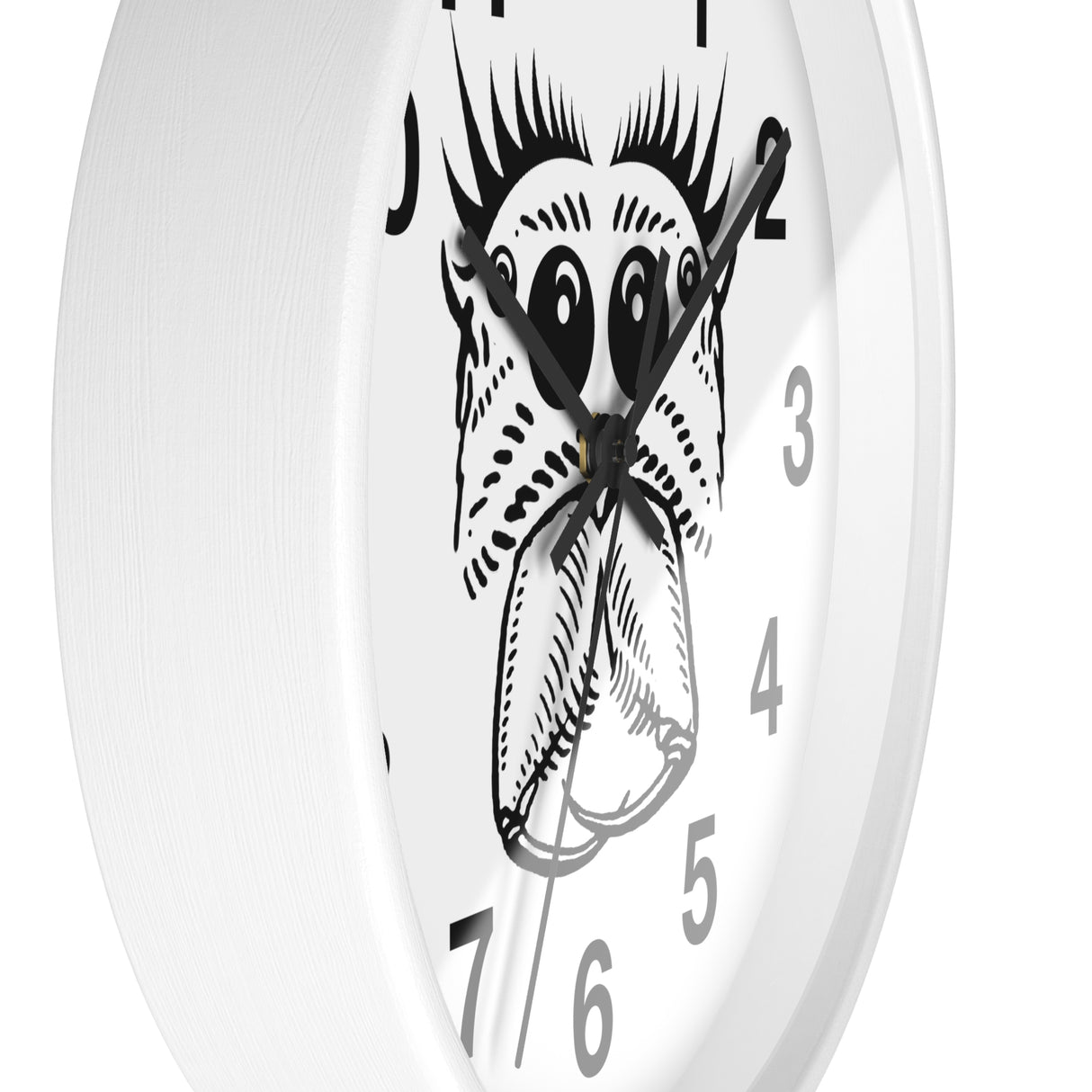 Jumping Spider Wall Clock featuring spider eyes art