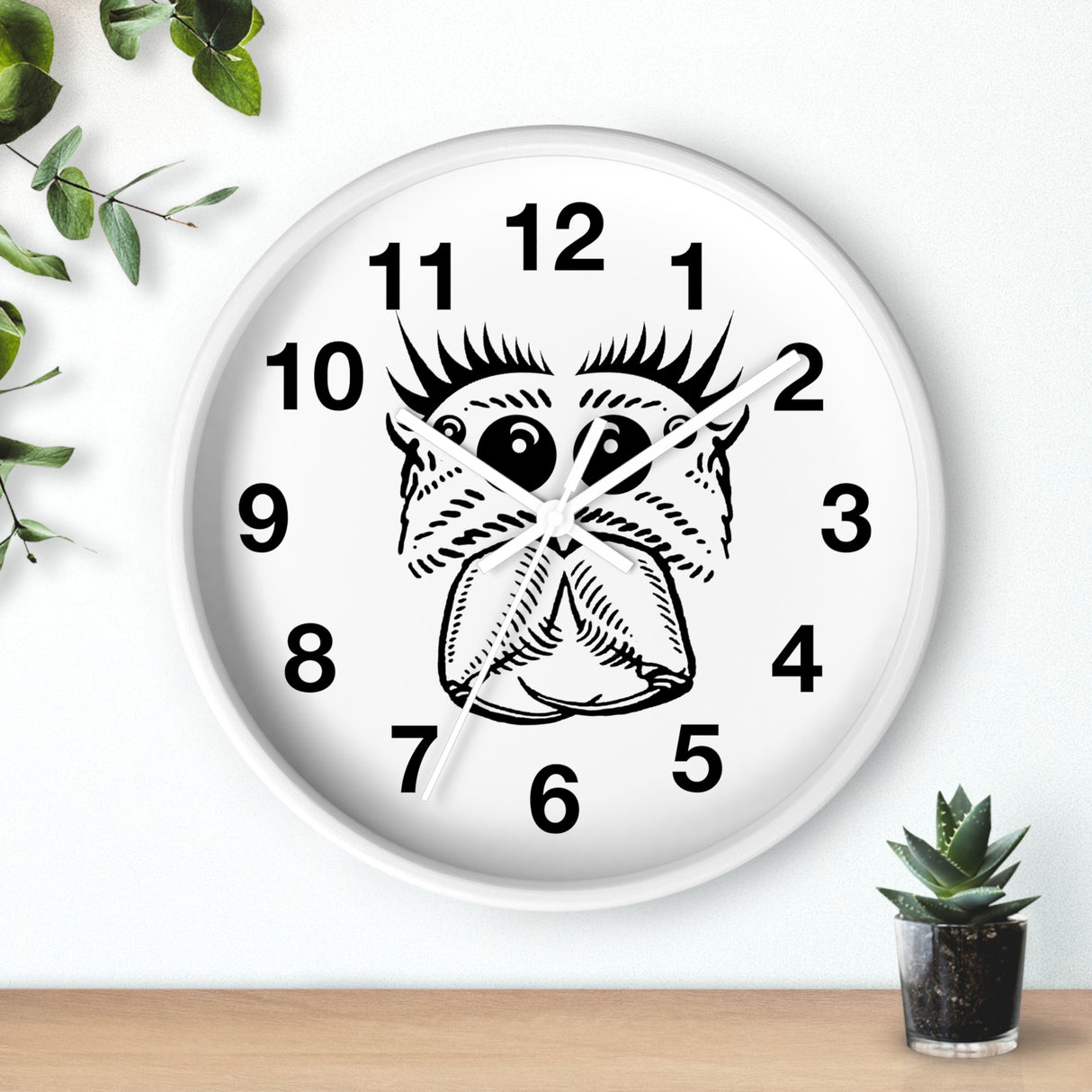 Jumping Spider Wall Clock featuring spider eyes art