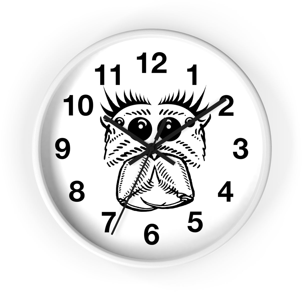 Jumping Spider Wall Clock featuring spider eyes art