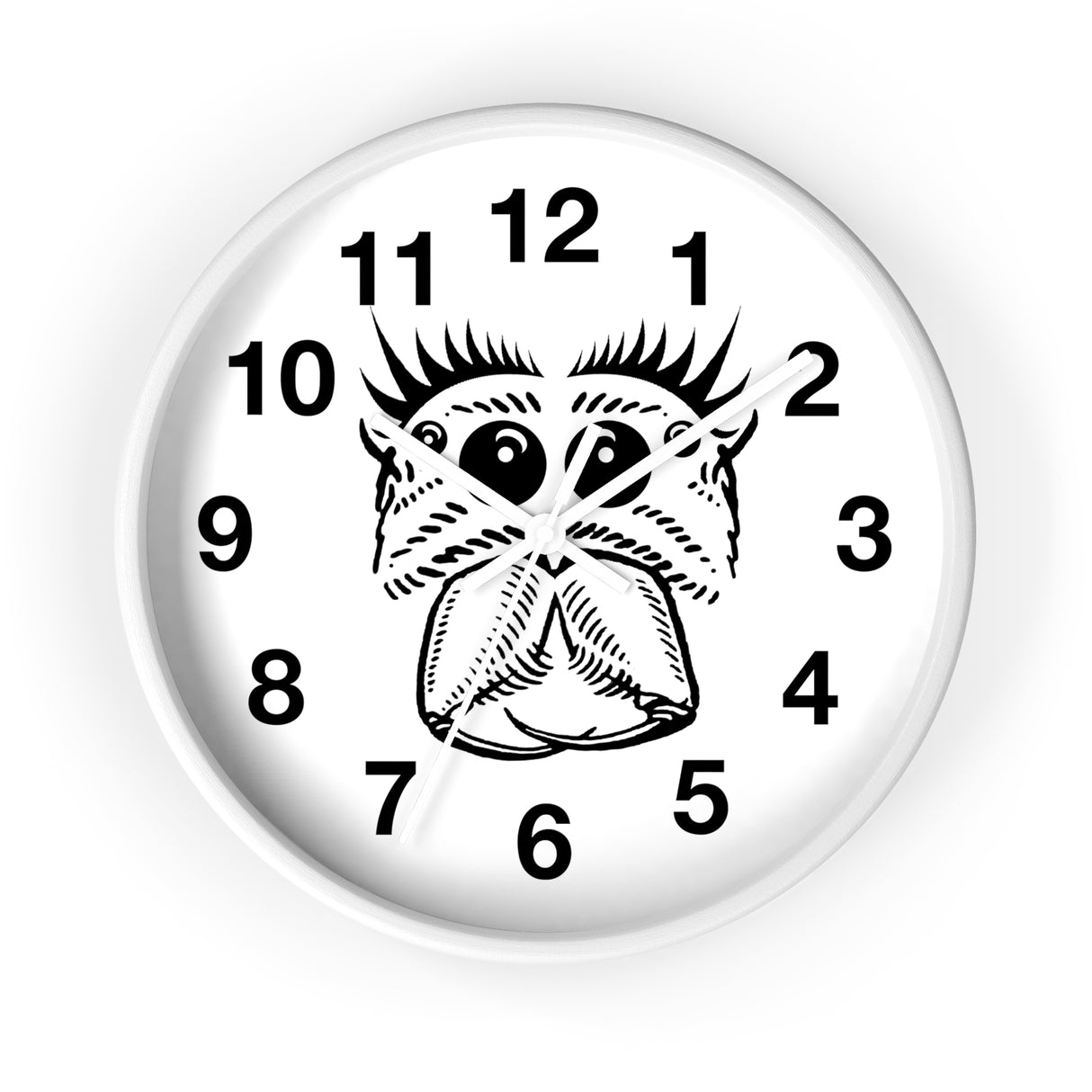 Jumping Spider Wall Clock featuring spider eyes art