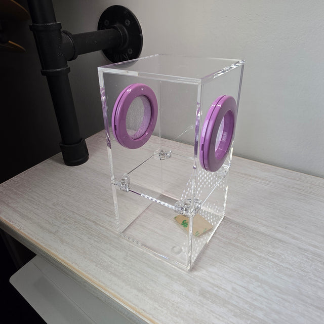 Mini Flat Top Magnetic 3x3x6 Upright Dual Vent Jumping Spider Enclosure (holds fruit flies)
