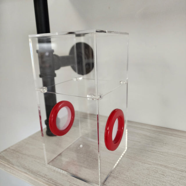 Medium Flat Top Magnetic 4x4x8 Jumping Spider Enclosure (holds fruit flies)