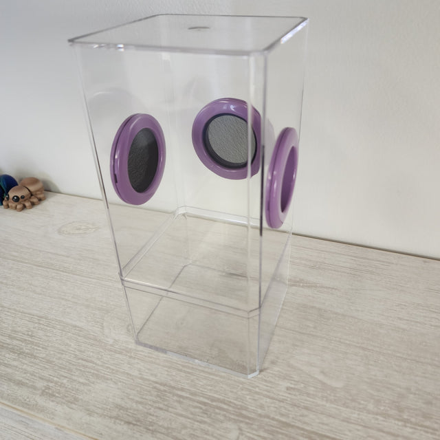 4x4x8.5 Flat-Top Tri-Vent Spider Condo Jumping Spider Enclosure (holds fruit flies) B-stock