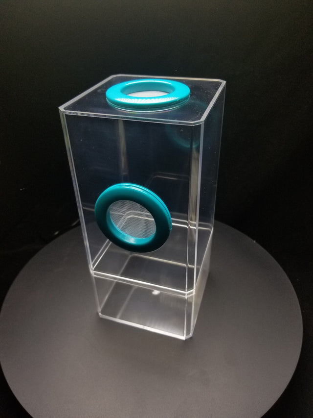 4x4x8.5 Flip-Top Dual-Vent Spider Condo Jumping Spider Enclosure (holds fruit flies) B-stock