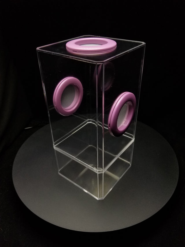 4x4x8.5 Flip-Top Tri-Vent Spider Condo Jumping Spider Enclosure (holds fruit flies) B-stock
