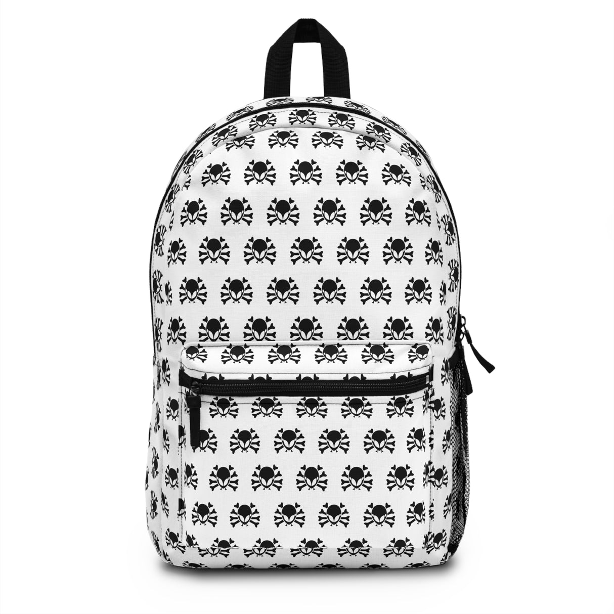 Alien Phid Jumping Spider Print Backpack on White background Made in USA