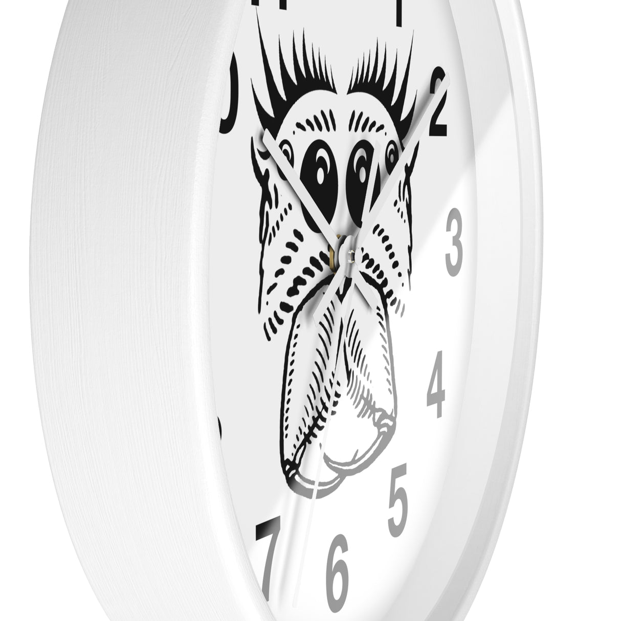 Jumping Spider Wall Clock featuring spider eyes art