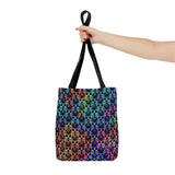 Jumping Spider Tote Bag Featuring Spider Eyes Print  Rainbow