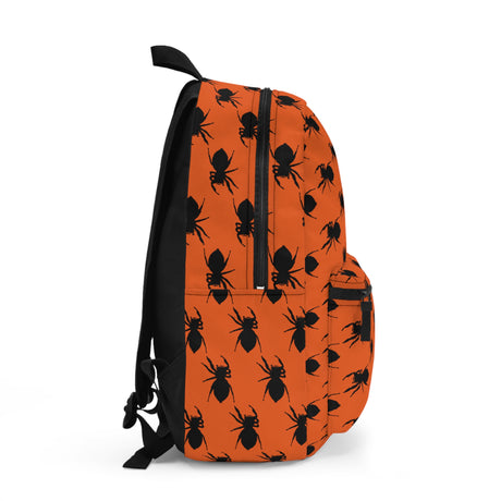 Jumping Spider Print Backpack on Orange Background Made in USA