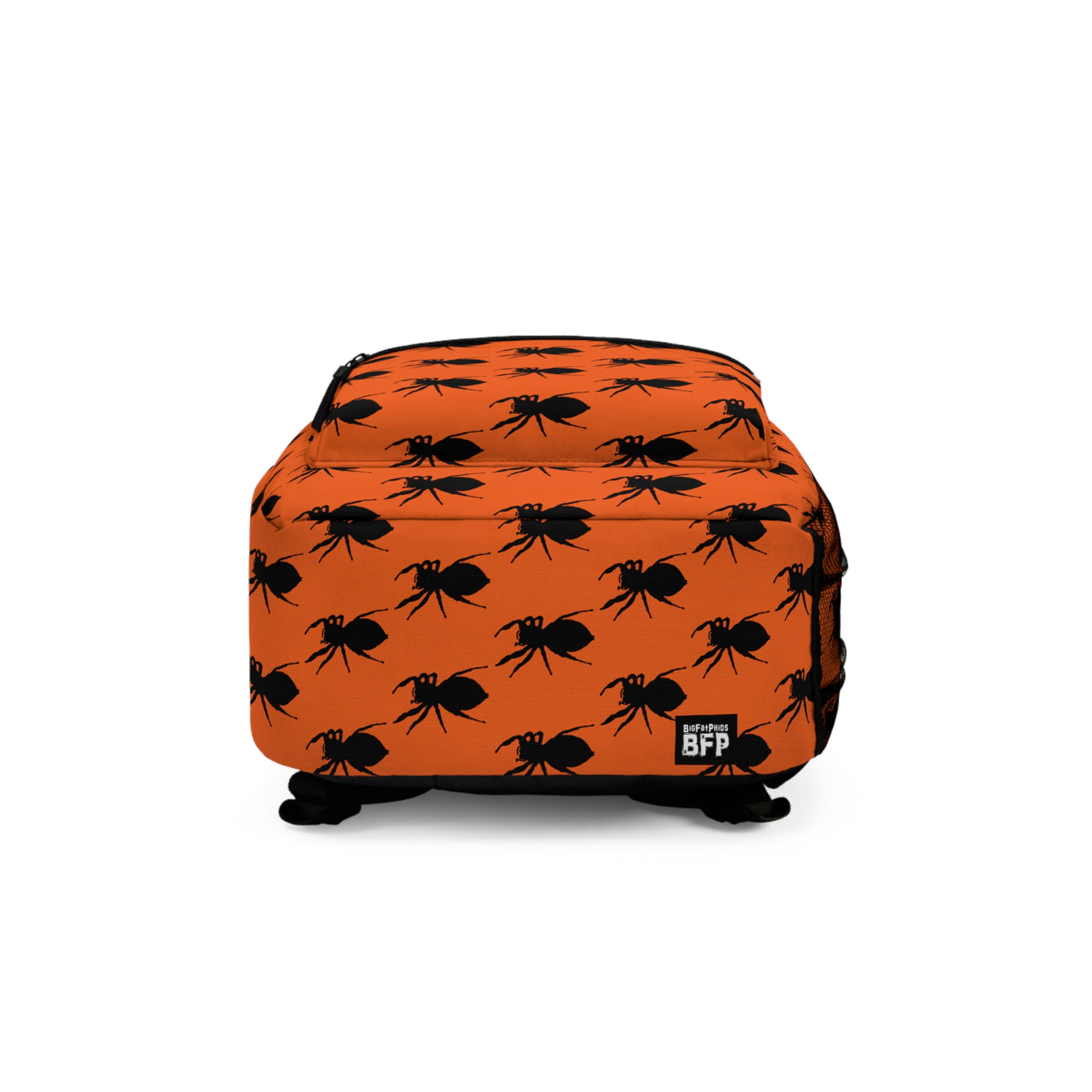 Jumping Spider Print Backpack on Orange Background Made in USA