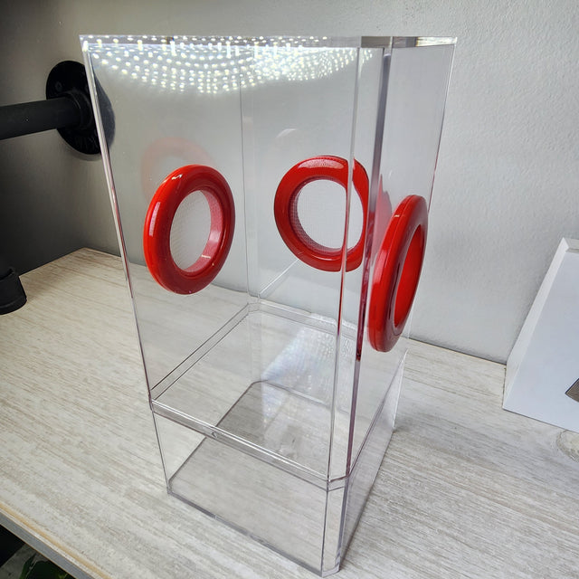 4x4x8.5 Flat-Top Tri-Vent Spider Condo Jumping Spider Enclosure (holds fruit flies) B-stock