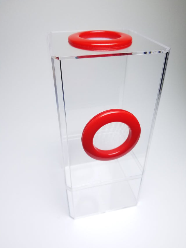 4x4x8.5 Flip-Top Dual-Vent Spider Condo Jumping Spider Enclosure (holds fruit flies) B-stock