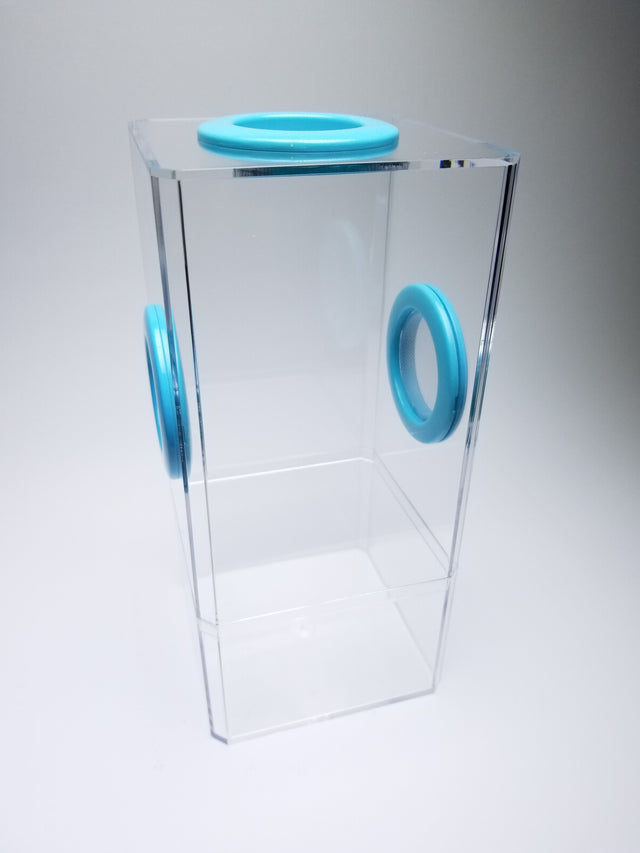 4x4x8.5 Flip-Top Tri-Vent Spider Condo Jumping Spider Enclosure (holds fruit flies) B-stock