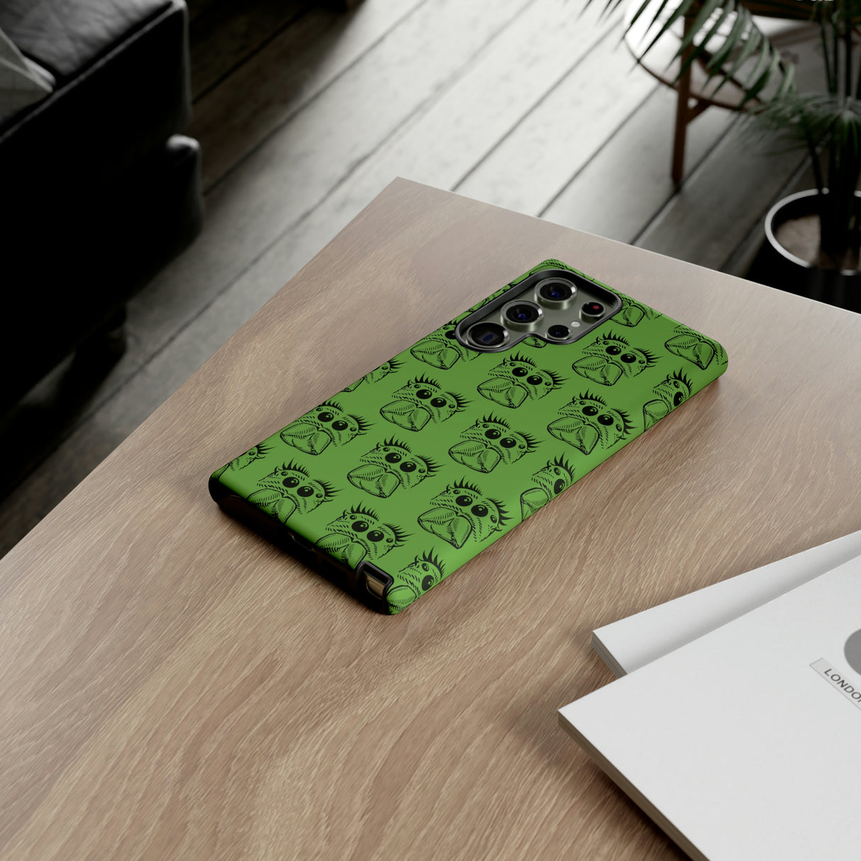 Tough Cases  Featuring BFP Jumping Spider Print on Green